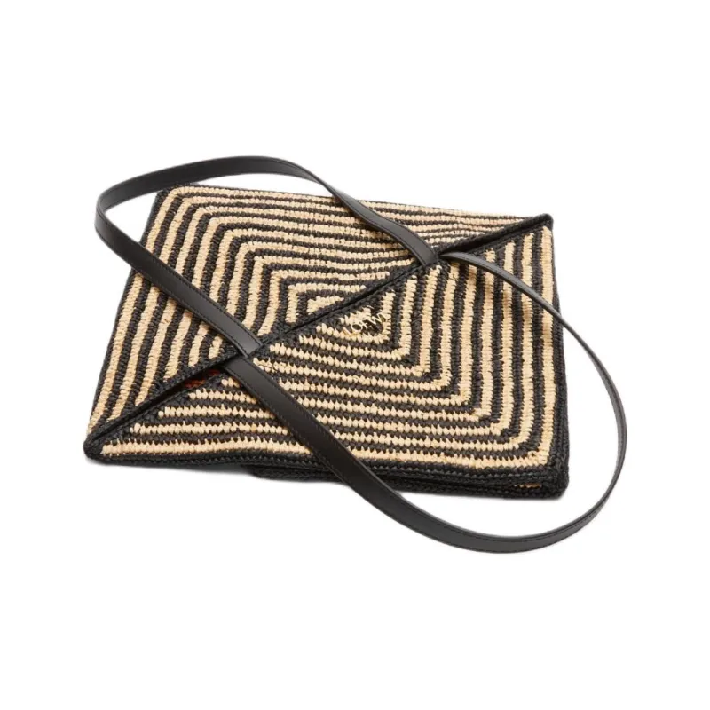 LOEWE Puzzle Fold Raffia Tote Bag, Shopping Bag, Shoulder Bag Women's Natural & Honey & Gold-4