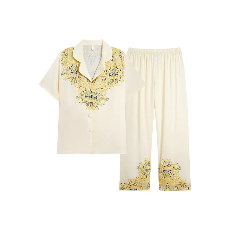 XIAFENYAN Pajama Set Women's Apricot-0