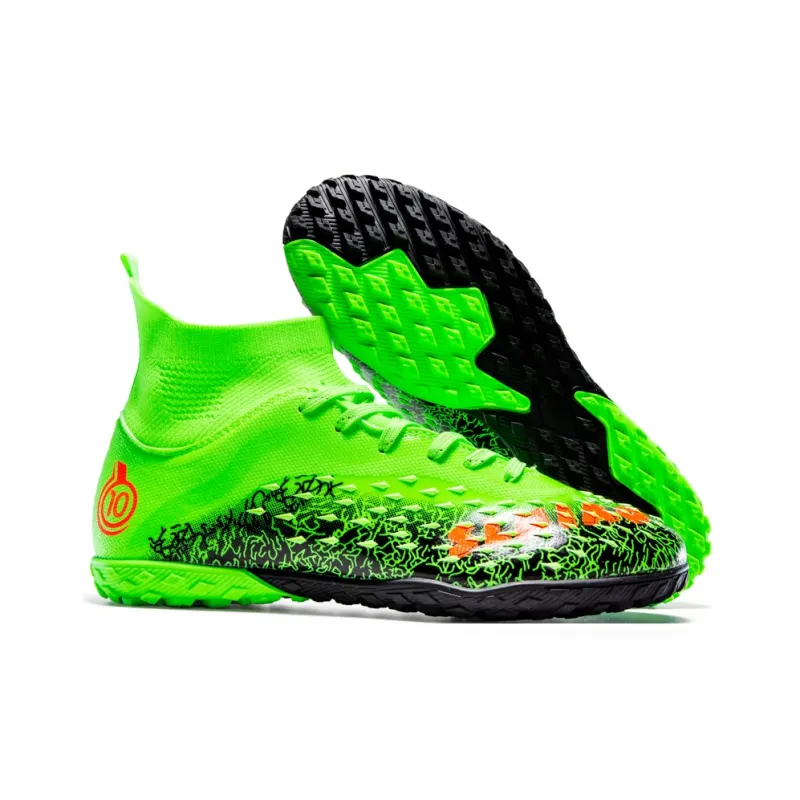 QIUTEXIONG Soccer Shoes Unisex High Top White/Black/Green/Neon Green-26