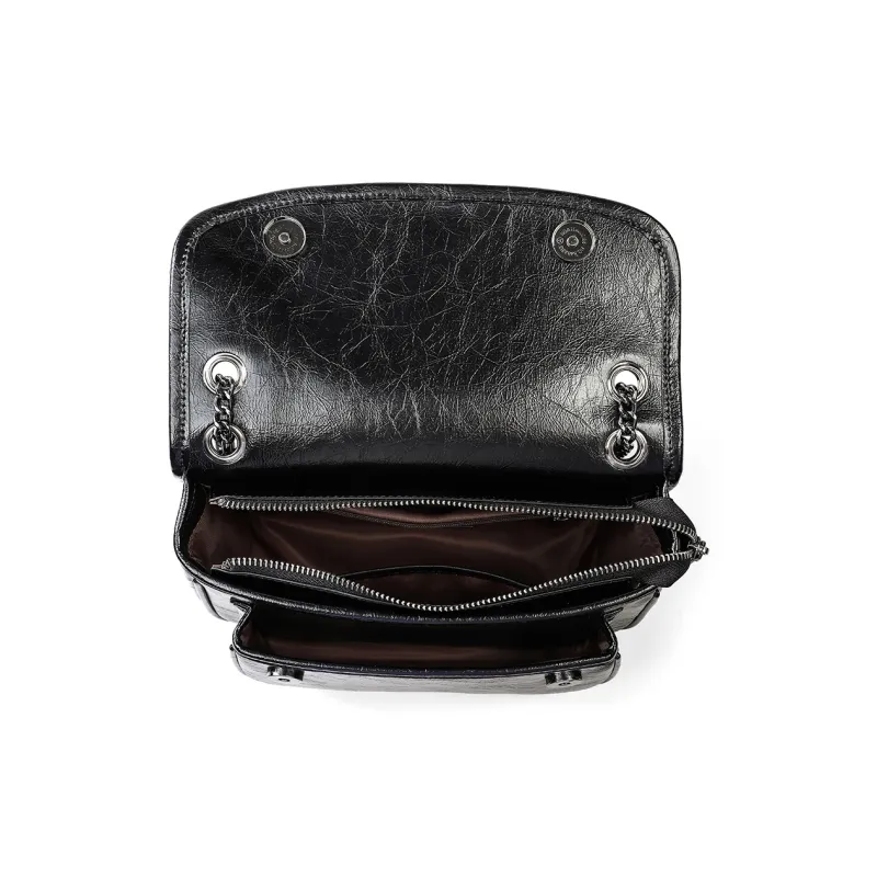 MILLIE'S Cow Leather With Synthetic Leather Underarm Shoulder Bag, Crossbody Bag Regular Women's Black-7