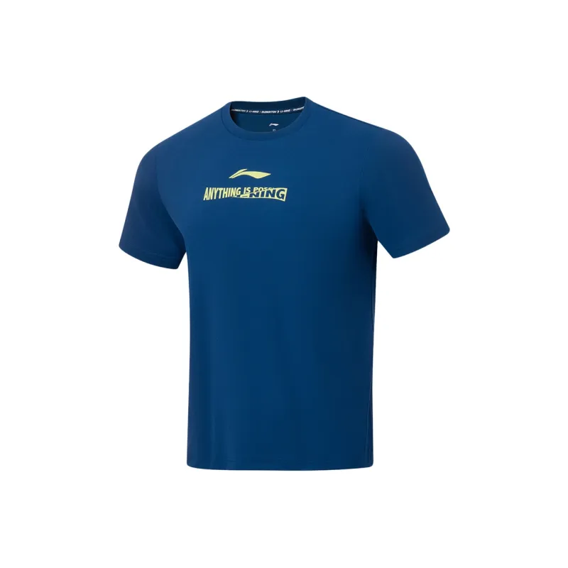 LiNing Badminton Series T Shirt Men's New Denim Blue-0