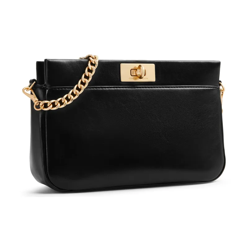 CHARLES&KEITH PU One Shoulder Underarm Crossbody Bag Trumpets Women's Cream Milk White/Black-6
