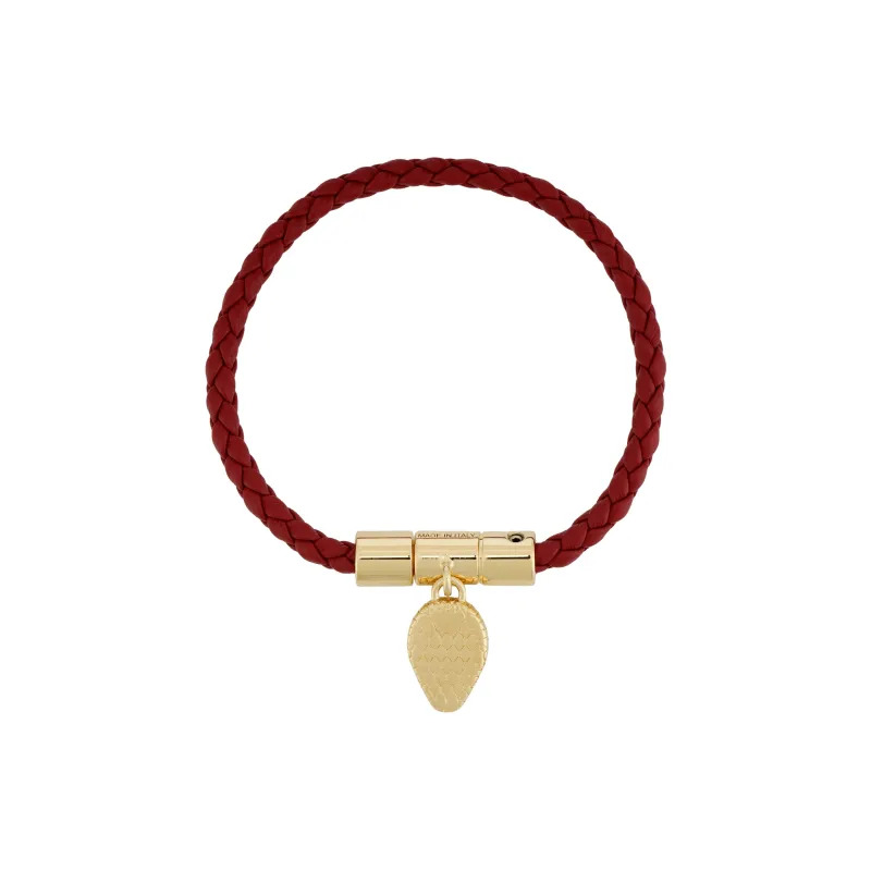 BVLGARI Calfskin Gold-Plated Brass Bracelets Unisex Red-1