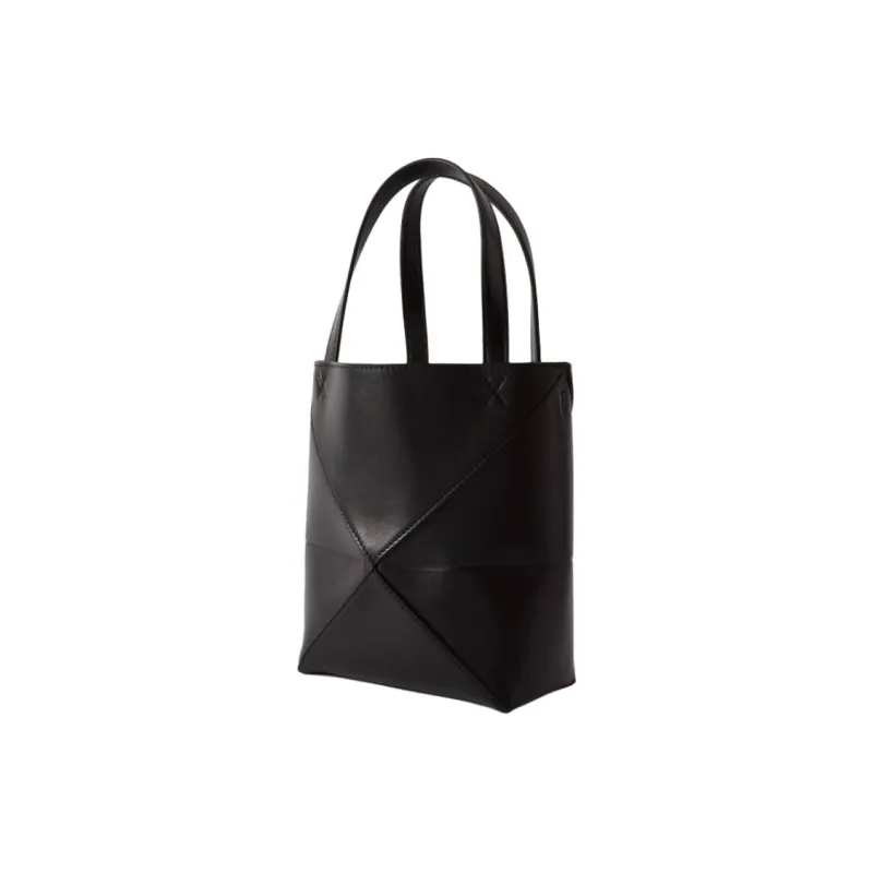 LOEWE Puzzle Fold Shiny Calfskin Tote Bag, Shopping Bag, Shoulder Bag, Handbag Women's Black-1