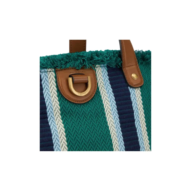 GUCCI Cotton Tote Bag, Shopping Bag, Handbag, Shoulder Bag Medium Size Women's Green-4