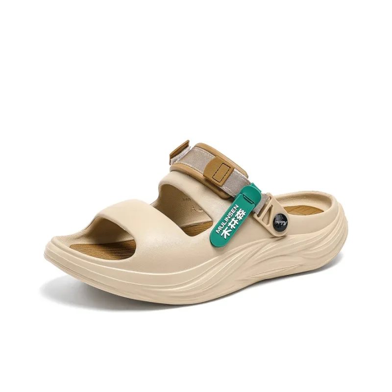 Mulinsen Beach Sandals Unisex Black/Khaki Brown/Matcha Green-12