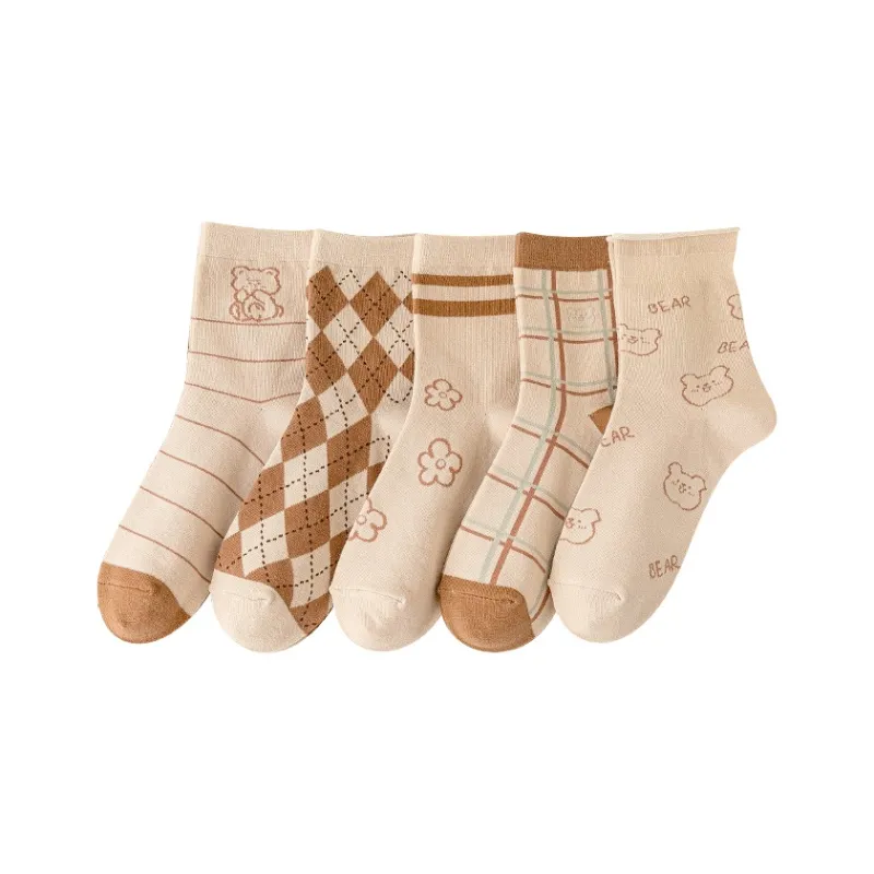 Yalu Mid Calf Socks Women's 5 Pack-6