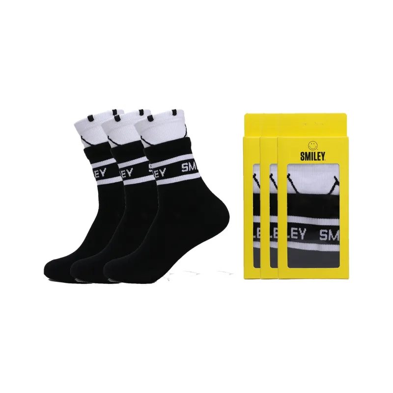SMILEY Mid Calf Socks Unisex Combo Set-4