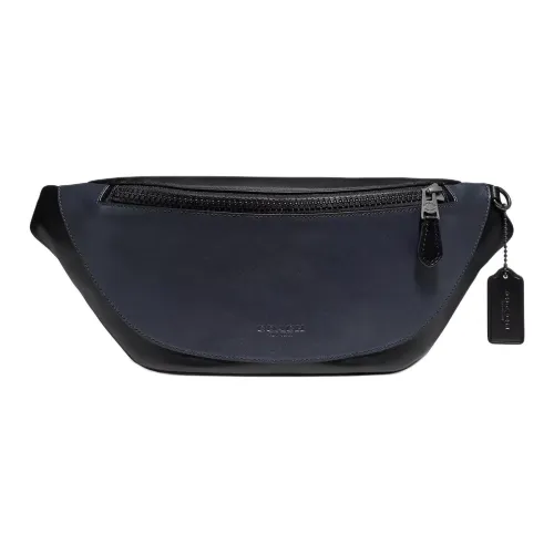 COACH Warren Leather One Shoulder Crossbody Fanny Pack Men's Gray Copper Mix Black