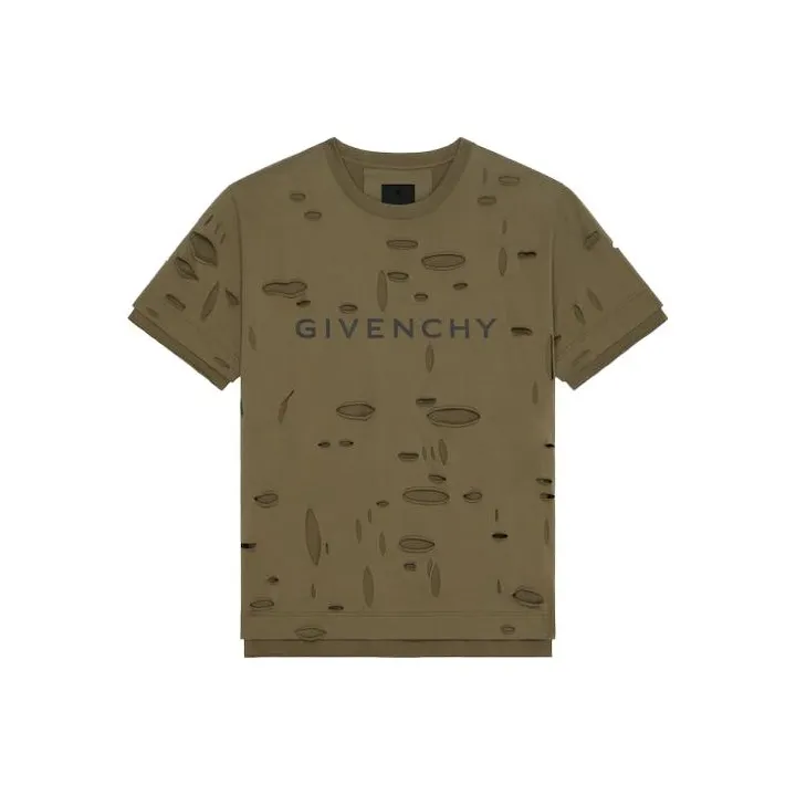 Givenchy 2 Layers Classic Fit Hole T Shirt-0