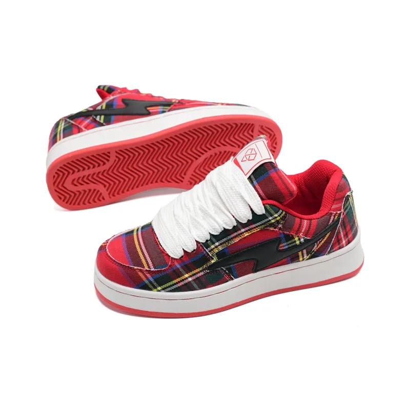 7 SEVFUN Durable Lightweight And Breathable Low Top Skateboard Shoes Unisex Black Red-2
