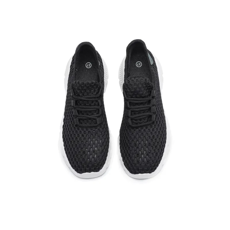 Singing Slip Resistant Breathable Low Top Casual Shoes Unisex Black White-3