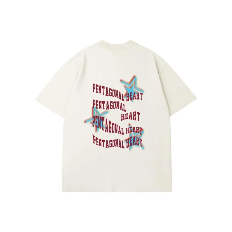PENTAGONAL HEART Stepping Star Dream Series Round Neck T shirt Unisex-4