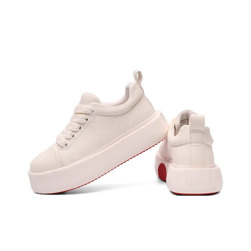 Daying Slip Resistant Height Increasing Low Top Skateboard Shoes Men's White-4