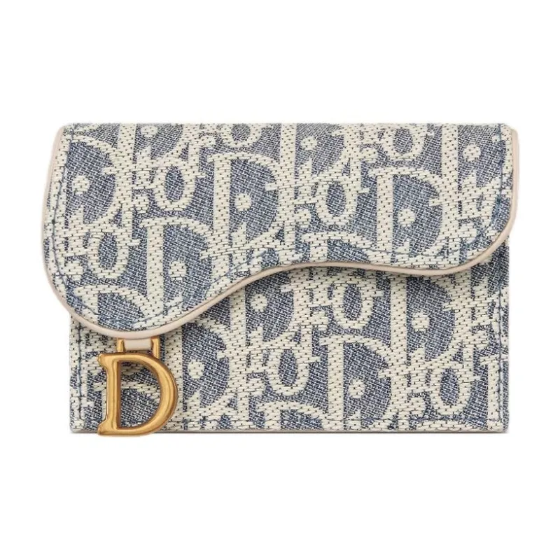 DIOR Cow Leather Card Holder Regular Women's Blue-0