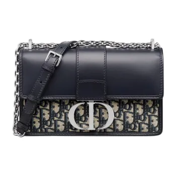 DIOR 30 Montaigne Oblique Printed Fabric With Smooth Cow Leather Shoulder Bag, Crossbody Bag Regular Women's Blue