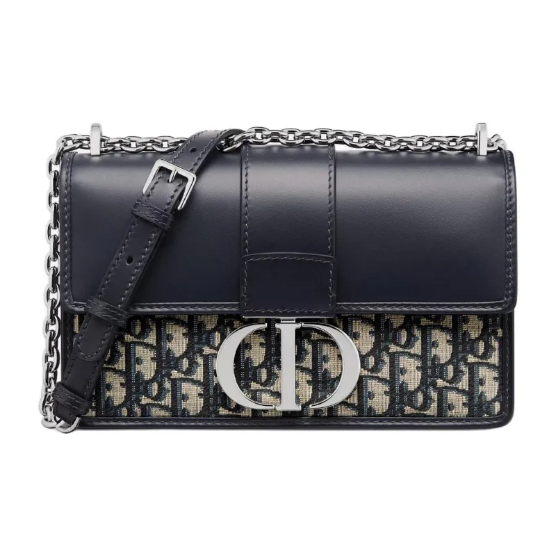 DIOR 30 Montaigne Oblique Printed Fabric With Smooth Cow Leather Shoulder Bag, Crossbody Bag Regular Women's Blue-0