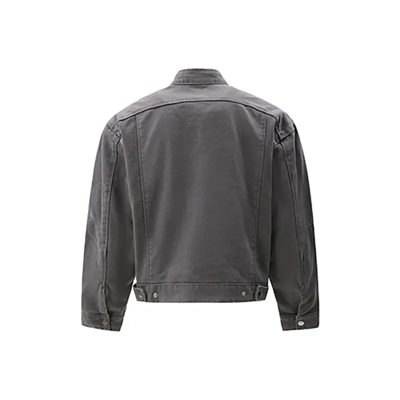NEVER RULE Denim Jacket Unisex Gray-0