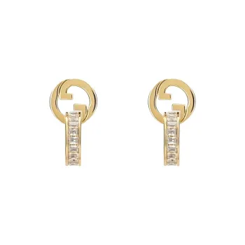 GUCCI Crystal Earrings Women's Gold