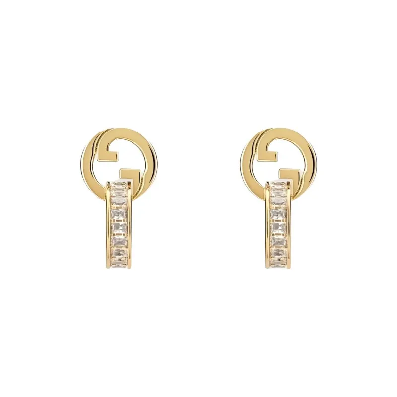 GUCCI Crystal Earrings Women's Gold-0