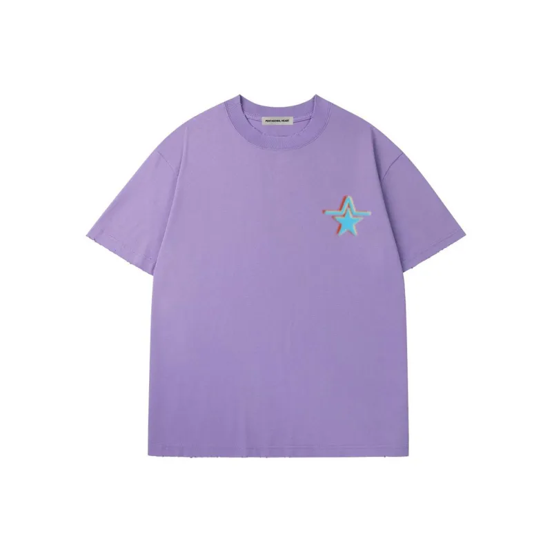 PENTAGONAL HEART Stepping Star Dream Series Round Neck T shirt Unisex-0