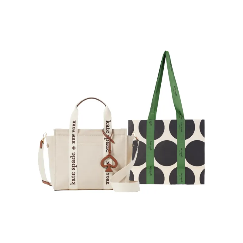 Kate Spade Fabric Tote Bag, Shopping Bag, Shoulder Bag, Handbag Trumpets Women's Natural-5
