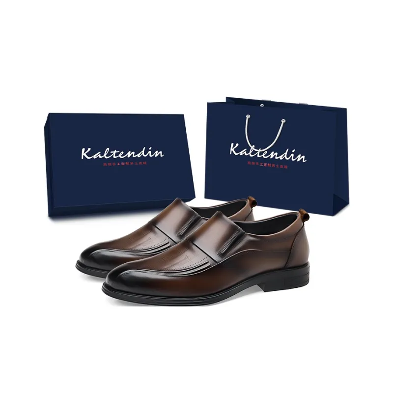 Kaltendin Top Grain Cow Leather Slip on Versatile Classic Comfortable Casual Shoes Men's-6