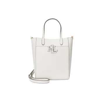 LAUREN RALPH LAUREN Full Grain Leather One Shoulder Handbag Trumpets Women's White