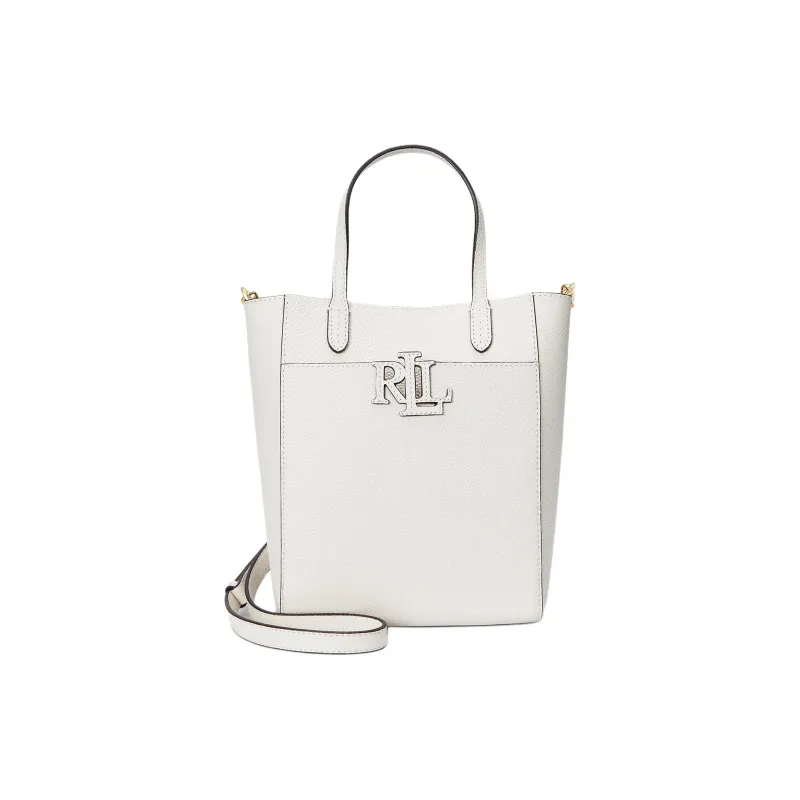 LAUREN RALPH LAUREN Full Grain Leather One Shoulder Handbag Trumpets Women's White-0