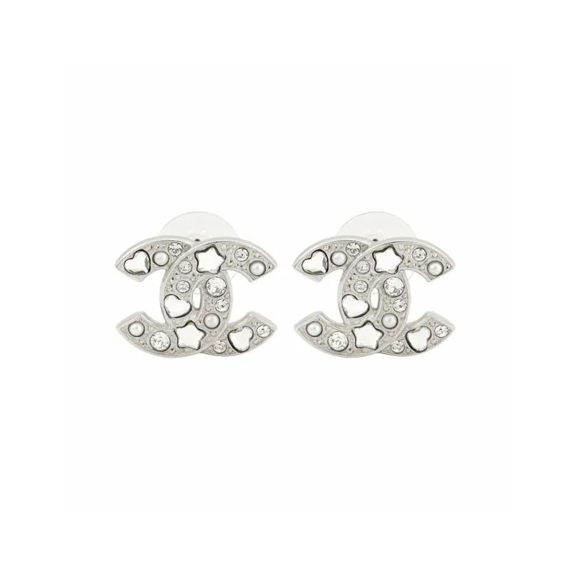 CHANEL   Stud Earrings Unisex Silver-0