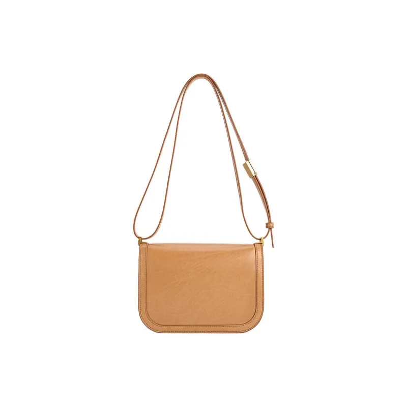 CHARLES&KEITH Polyurethane Synthetic Leather Tofu Bag, Crossbody Bag, Shoulder Bag Women's Medium Umber-2
