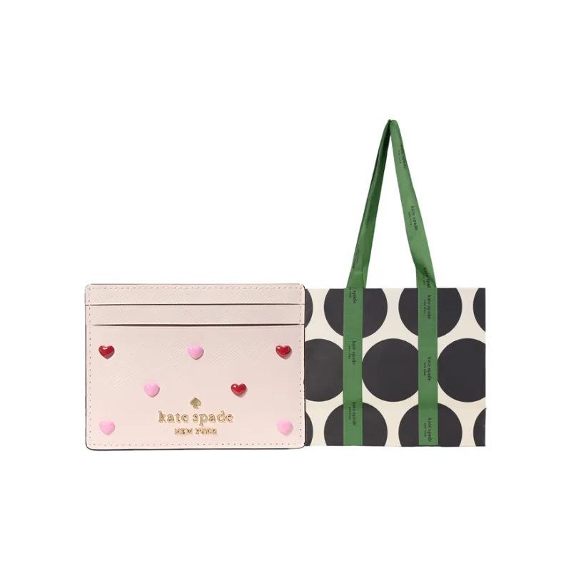 Kate Spade Cow Leather Card Holder Small Size Women's Candy Pink-5