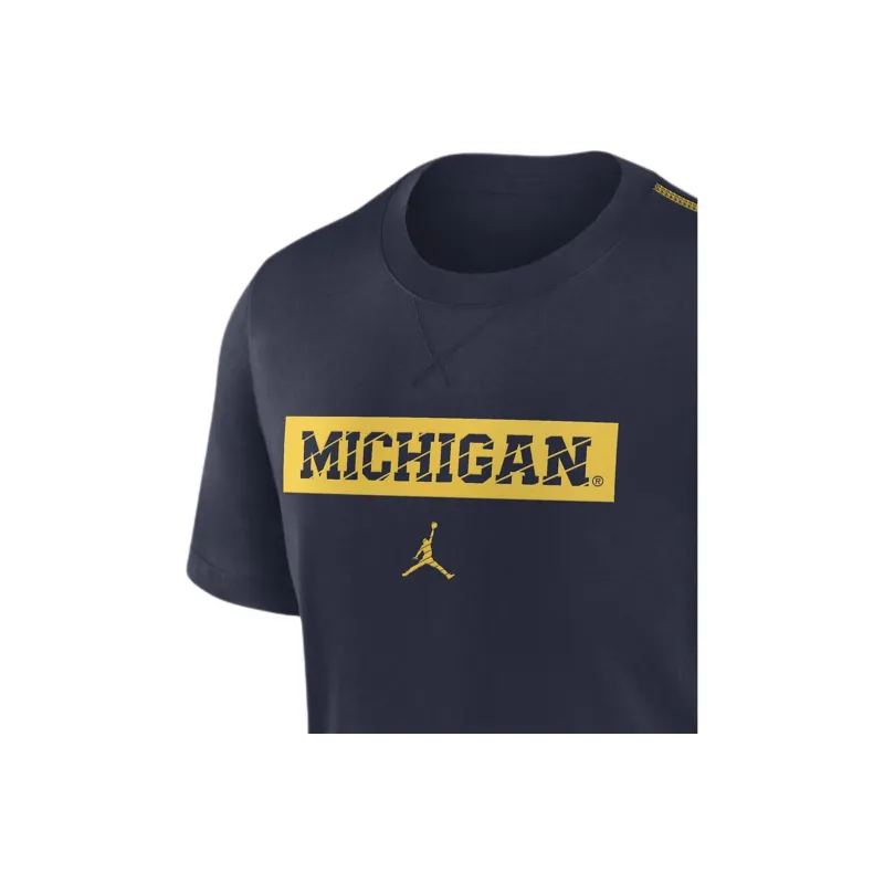 JORDAN Michigan Wolverines Sideline Player Men's JORDAN Dri FIT College T Shirt-2