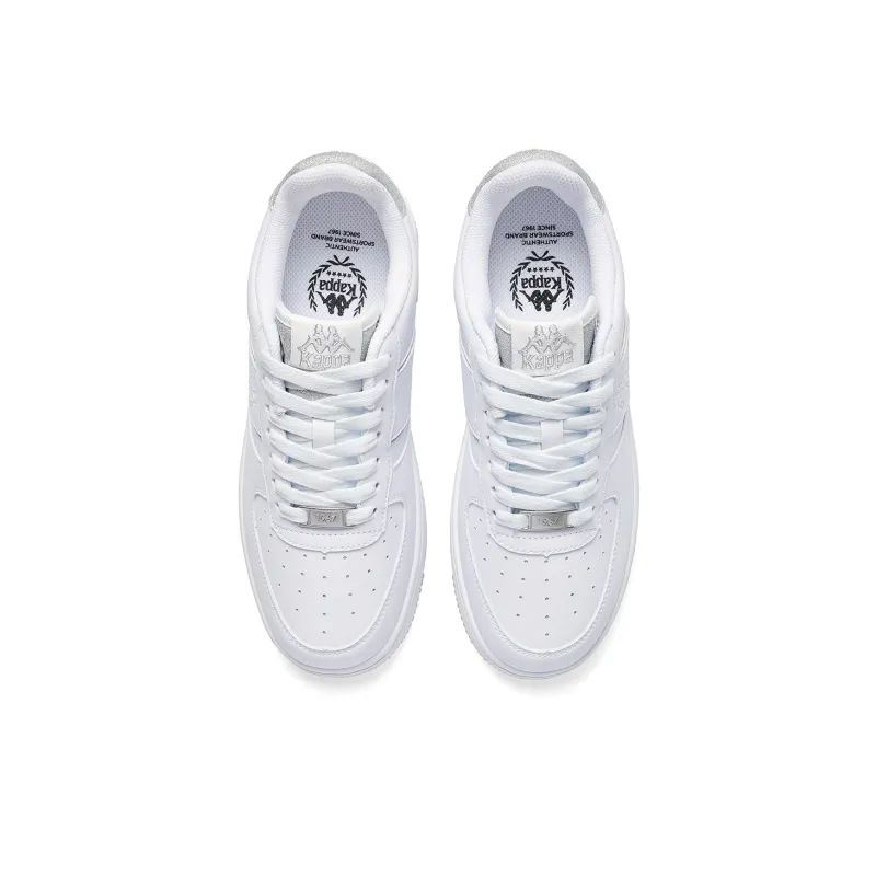 Kappa Anti-Slip Wear-Resistant Low-Top Skateboard Shoes Women's White Silver-3