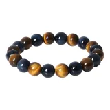 Yellow Blue Tiger's Eye Stone Beaded Bracelet-EOV57