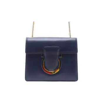 FERRAGAMO Cow Leather Shoulder Bag, Crossbody Bag Women's Blue