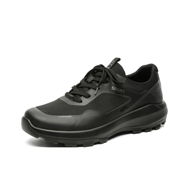 Qiandongmeili Breathable Wear Resistant Cushioning Height Increasing Low Top Casual Shoes Men's Black-1