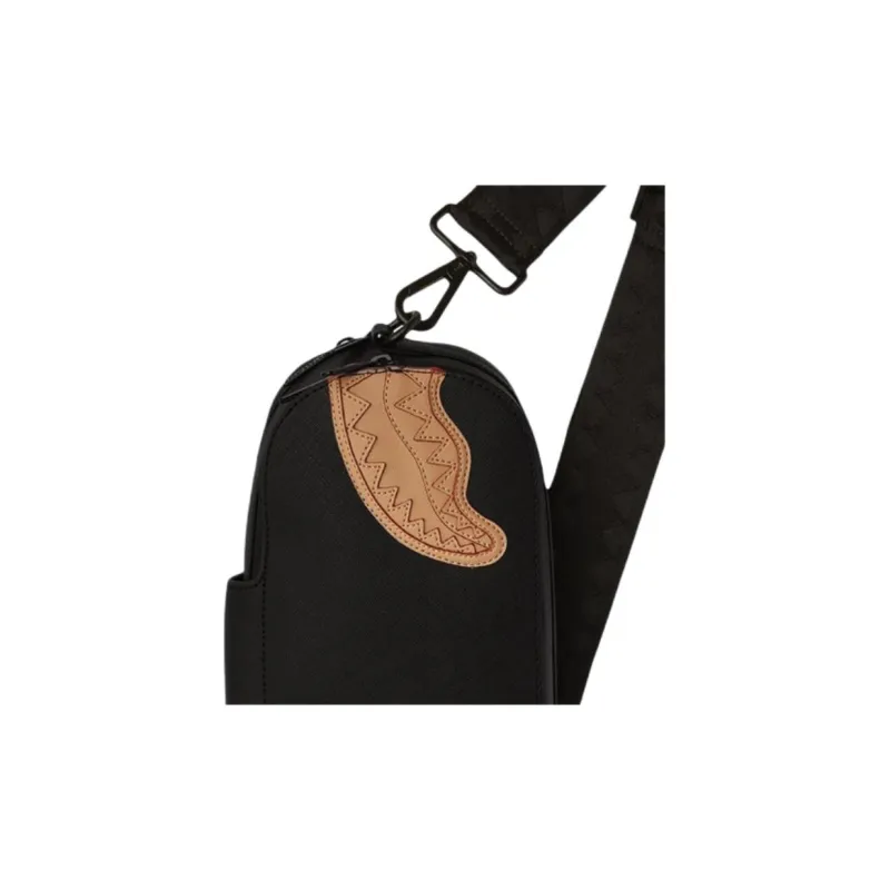 SPRAYGROUND Artificial Leather One Shoulder Sling Bag Unisex Black & Brown-4