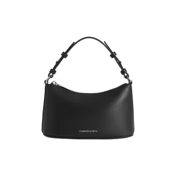 CHARLES&KEITH Calfskin Shoulder Bag, Crossbody Bag, Handbag Women's Black