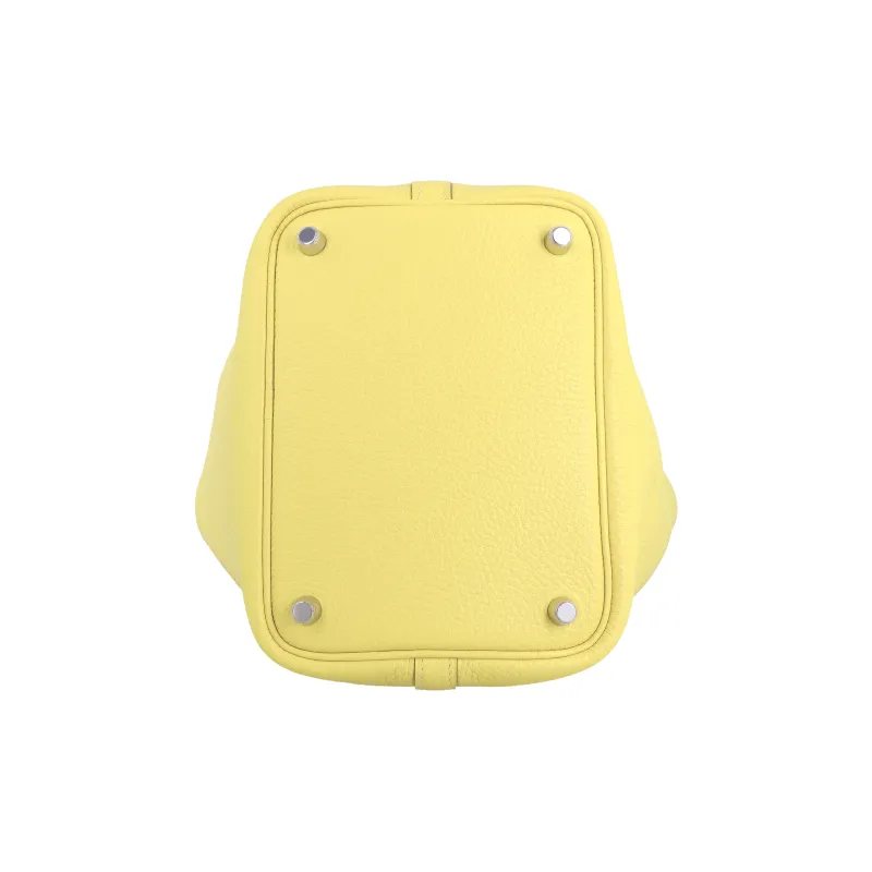 HERMES Picotin Clemence Bullock Leather Basket Bag Handbag Bucket Bag 18 Women's 0Y Limoncello Lemon Liqueur-3