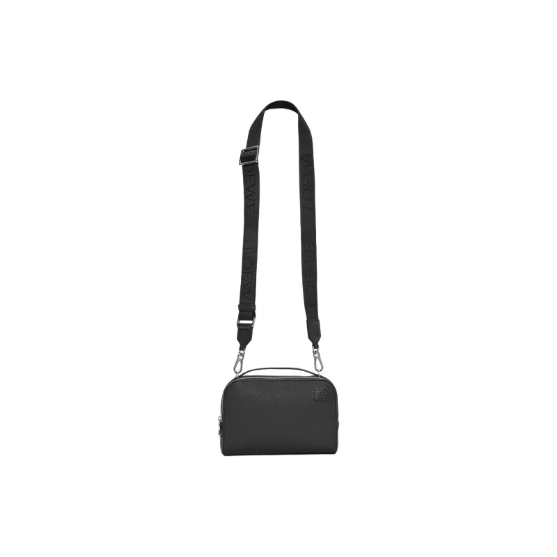LOEWE Grained Calfskin Camera Bag, Crossbody Handbag Mini Men's Black-1