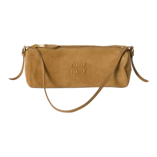 miu Airpod-H miu Airpod-H Calf Suede Shoulder Bag Women's Camel Brown