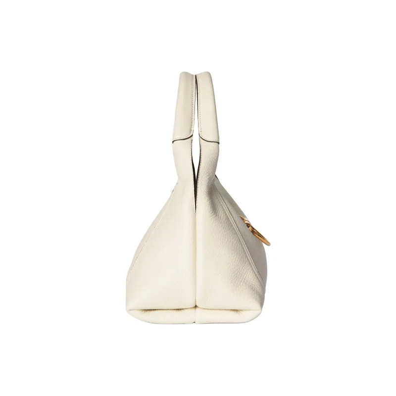 GUCCI Grain Leather Handbag Trumpets Women's White-2