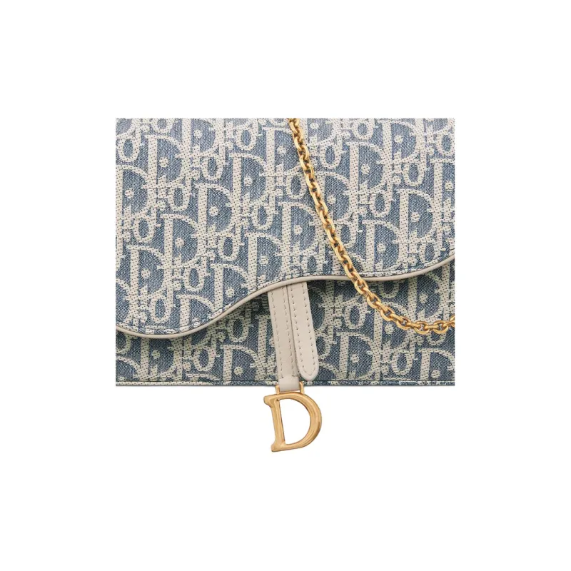 DIOR Cotton Saddle Bag, Shoulder Bag Medium Size Women's Blue-5