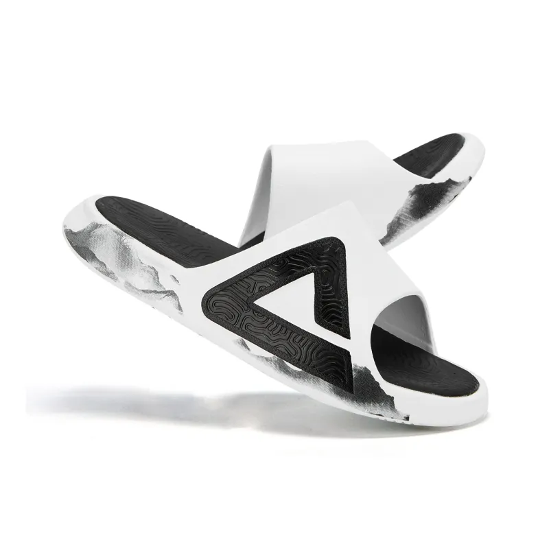 PEAK State Pole Guochuang Slippers EVA Totem Graffiti Slip Resistant Odor Resistant Slide Slippers Men's Ivory Black-2