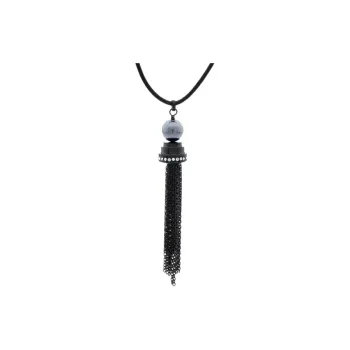 Misaki Stainless Steel Leather Necklaces Women's Black