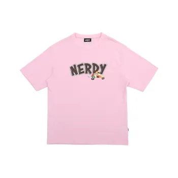 NERDY Drop Shoulder Sleeve T Shirt Unisex Pink