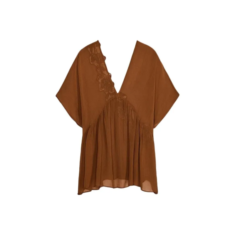 ZARA ZW Series Shirt Women's Dark Orange-1