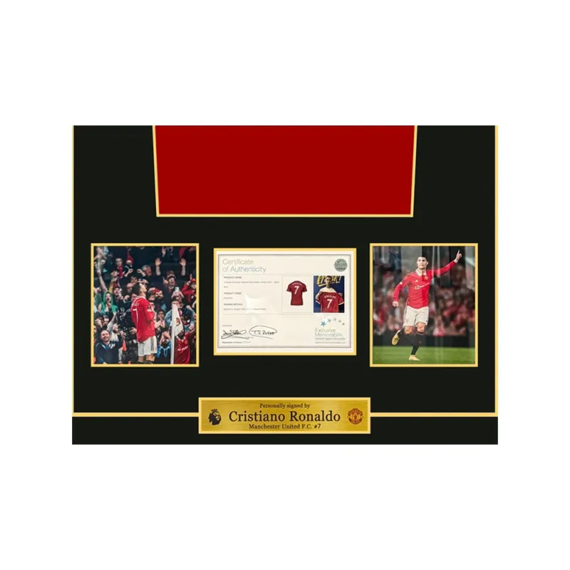 Three For Manchester United Team Ball Jersey Deluxe Mounting, Outer Frame Approx. 75x105cm Unisex-2