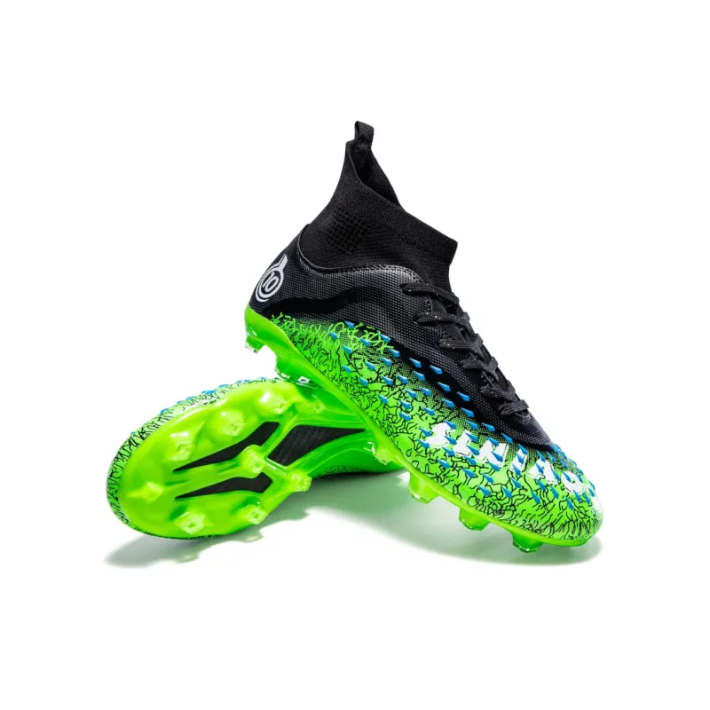 QIUTEXIONG Soccer Shoes Unisex High Top White/Black/Green/Neon Green-36